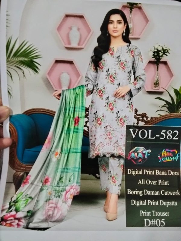 Elegant Digital Lawn Suit – Printed Shirt with Premium Lawn Dupatta (3PC)