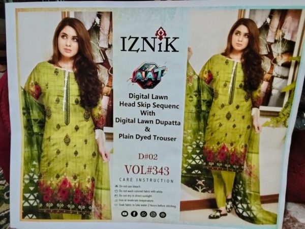 Women’s Summer Digital Lawn Suit – Green Floral Print 3PC Unstitched